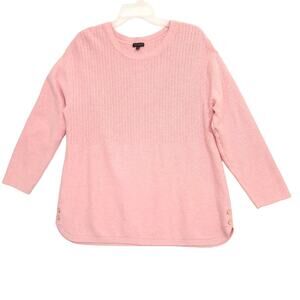 Talbots Tunic Sweater Sz XL Pink Crewneck Long Sleeve Pullover Relaxed Soft Long